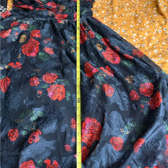 Unique Vintage Black and Red Floral High Low Dress - Picture 15 of 16